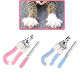 Pet Stainless Steel Safety Buckle Spring Scissors Nail Clippers Suitable For Cat And Dog Paws Cat Comfortable Cleaning Supplies (Color: Pink)