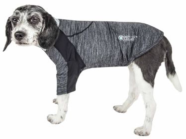 Pet Life Active 'Chewitt Wagassy' 4-Way Stretch Performance Long Sleeve Dog T-Shirt (Color: Black)