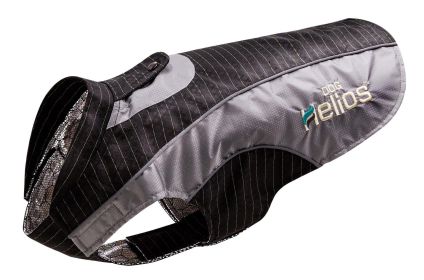 Dog Helios 'Reflecta-Bolt' Sporty Performance Tri-Velcro Waterproof Pet Dog Coat Jacket W/ Blackshark Technology (Color: Black / Grey)