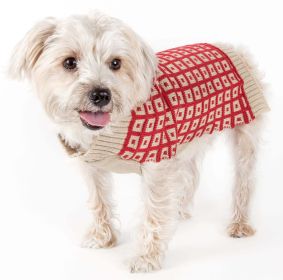 Butterscotch Box Weaved Heavy Cable Knitted Designer Turtle Neck Dog Sweater (size: X-Small)