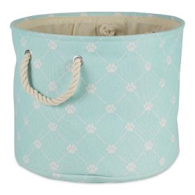 Multipurpose Pet Storage Bin Round Large with Printing (Color: Light Aqua)