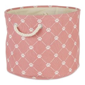 Multipurpose Pet Storage Bin Round Large with Printing (Color: ROSE)