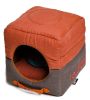 Touchdog Convertible and Reversible Vintage Printed Squared 2-in-1 Collapsible Dog House Bed